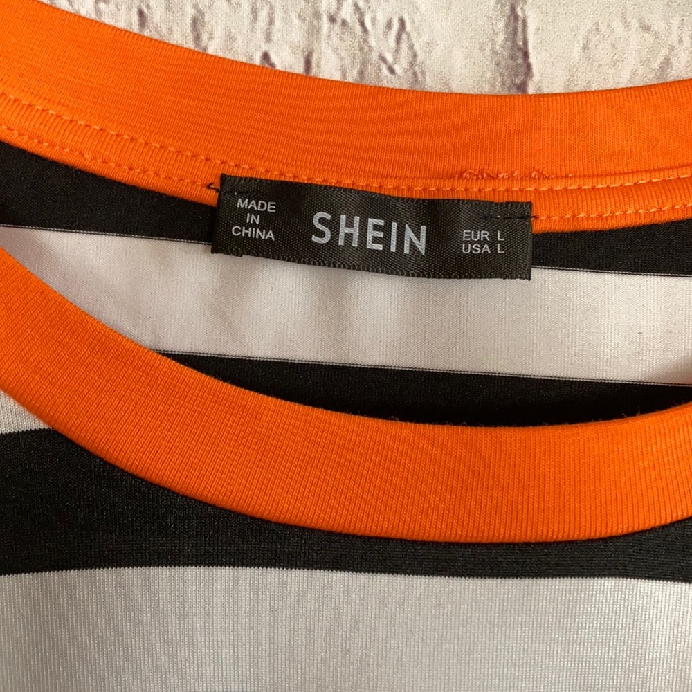 SHEIN SS Black & White Striped Top Size Large - Picture 2 of 6
